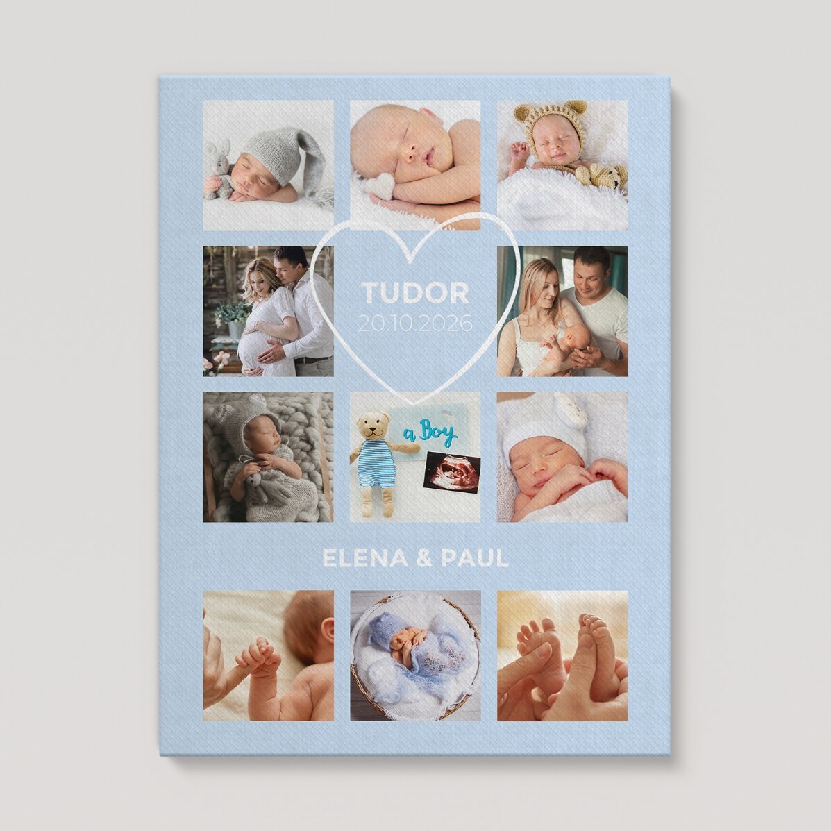 Cuadro personalizado con texto y 11 fotos - Bebé