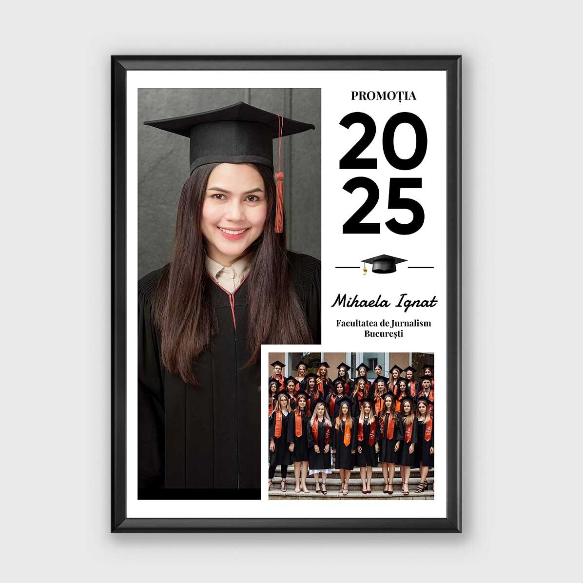 Personalised canvas with text and 2 photos - Graduation