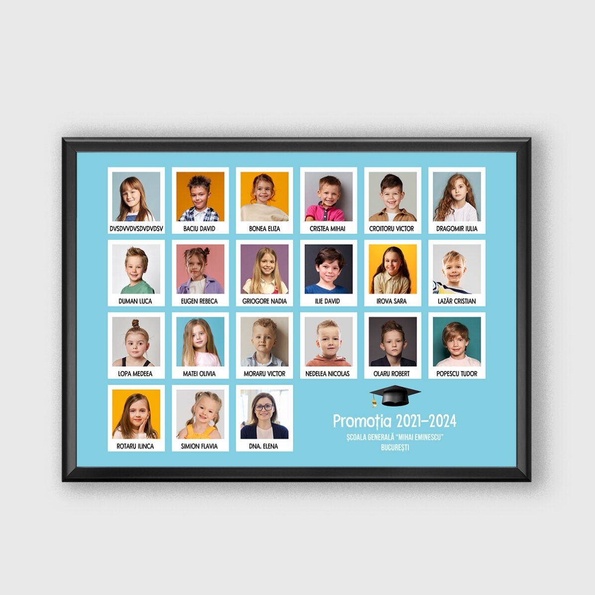Cuadro personalizado con texto y 21 fotos - Graduación