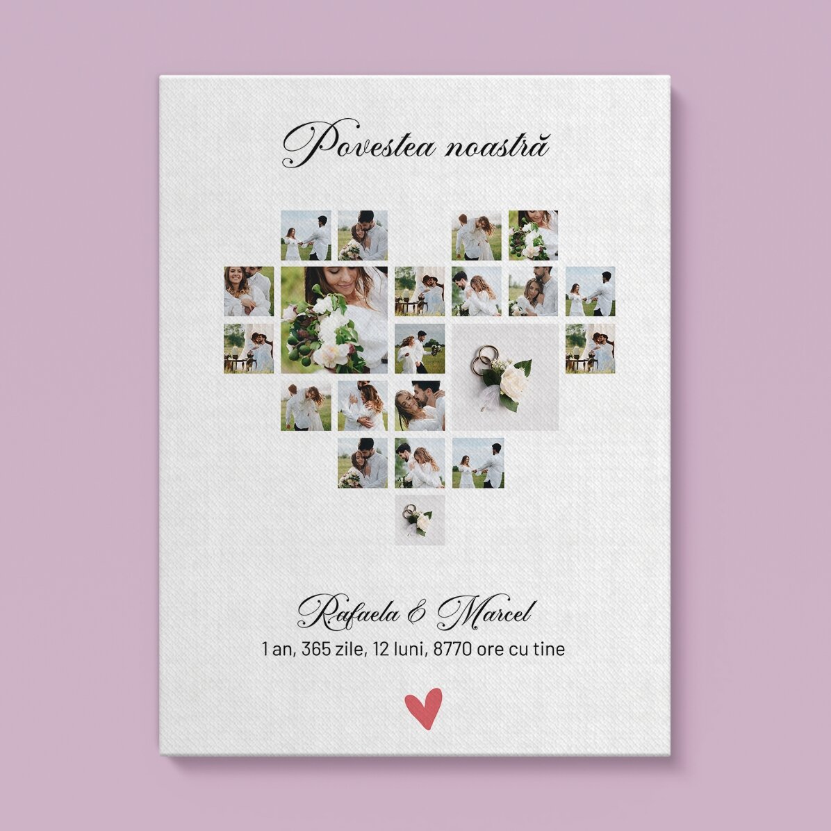 Cuadro personalizado con texto y 21 fotos: «Nuestra historia»