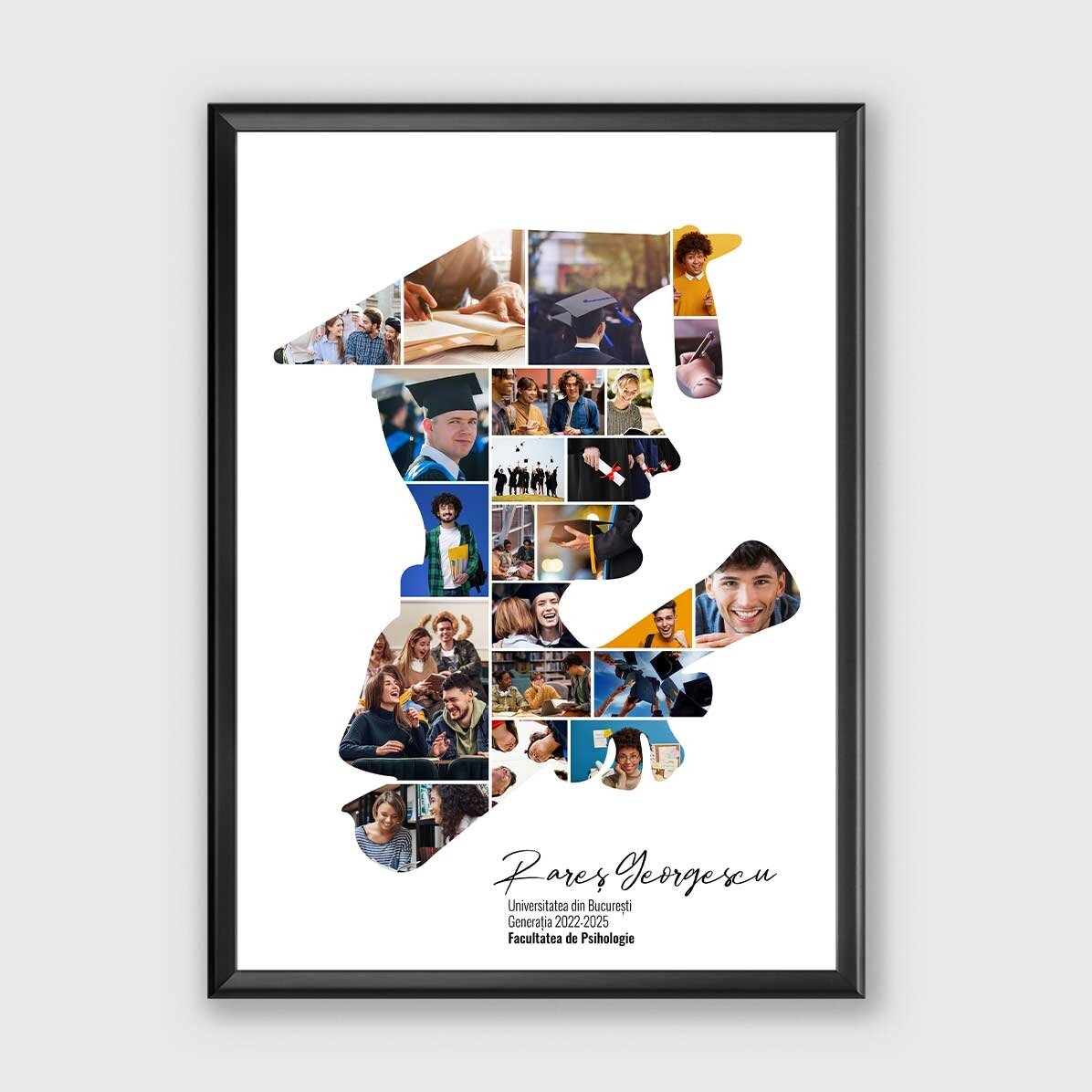 Cuadro personalizado con texto y 22 fotos para la graduación - Él