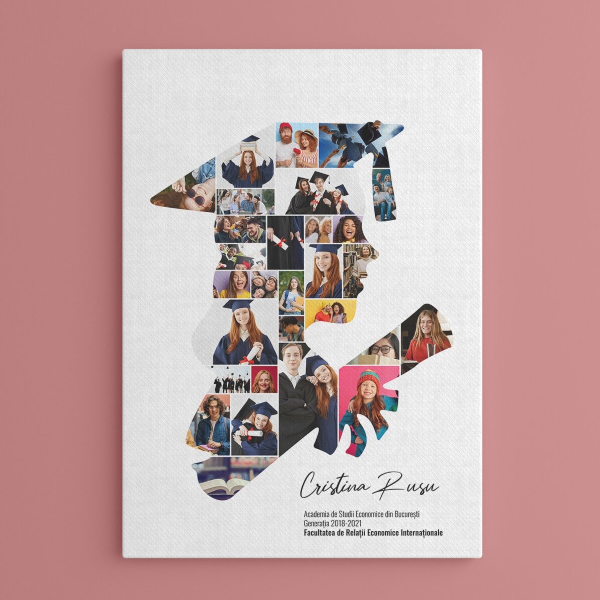 Cuadro personalizado con texto y 29 fotos para la graduación - Ella