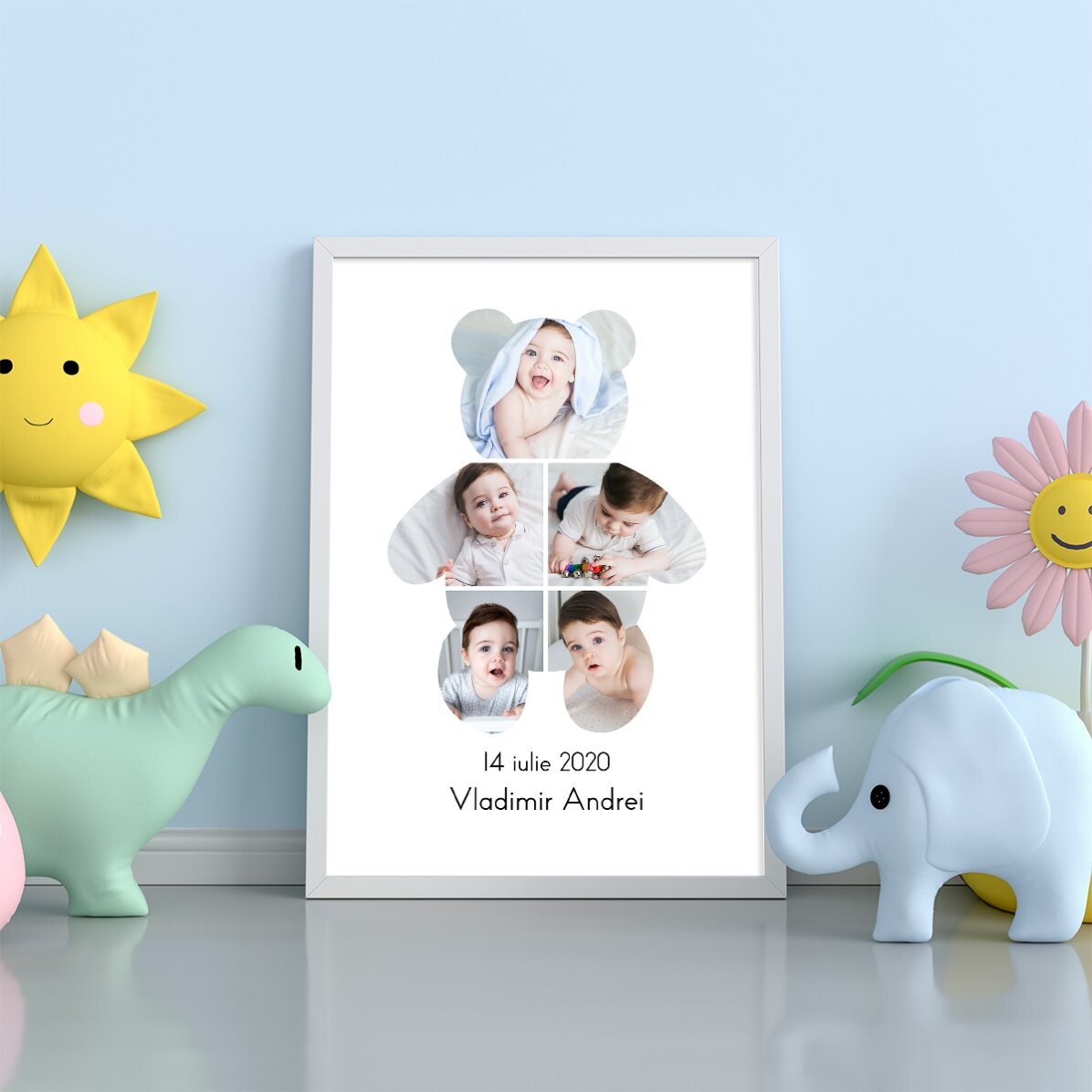 Cuadro personalizado con texto y 5 fotos - Teddy Bear