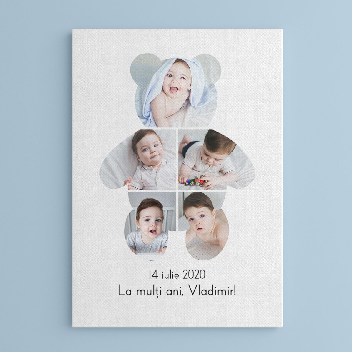 Cuadro personalizado con texto y 5 fotos - Teddy Bear