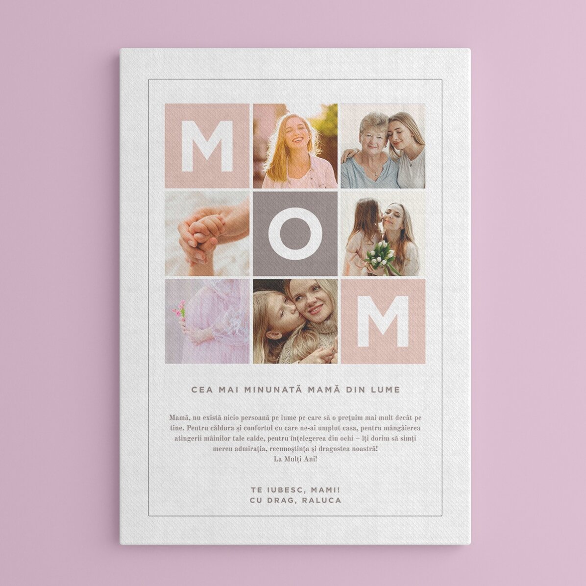 Cuadro personalizado con texto y 6 fotos - MOM
