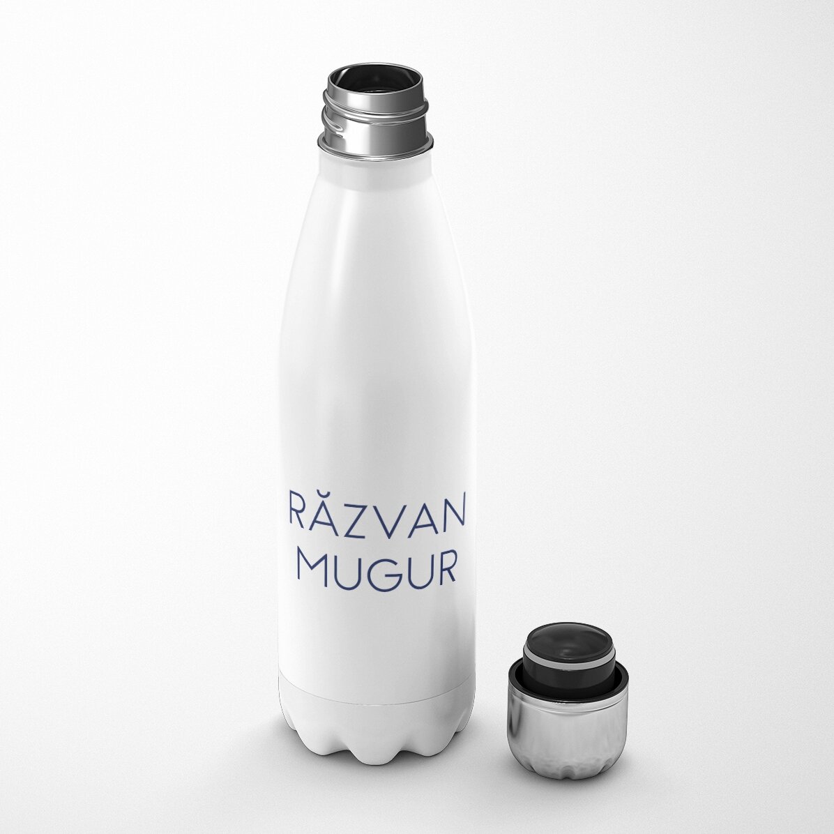 Termo con base blanca personalizado con logotipo y nombre