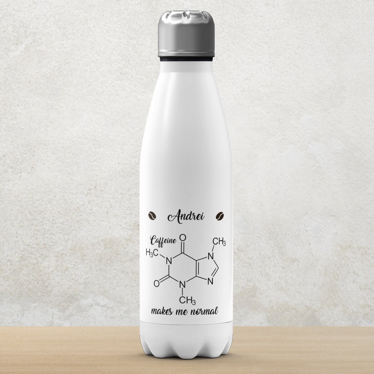 Thermos with white base personalised with name - Chemistry