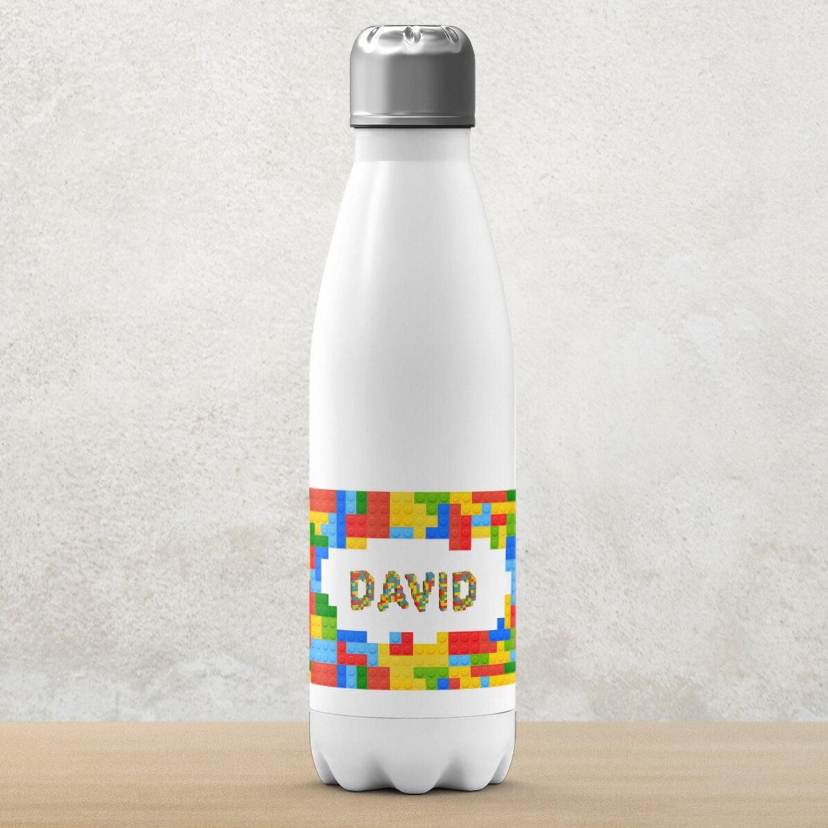 Termo con base blanca personalizado con nombre - Lego
