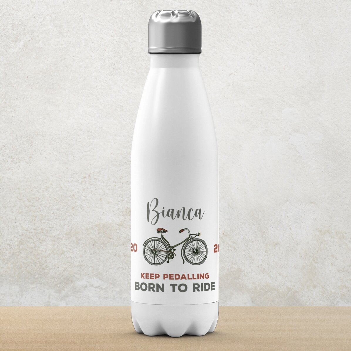Término con base blanca personalizado con nombre y texto - Bicicleta