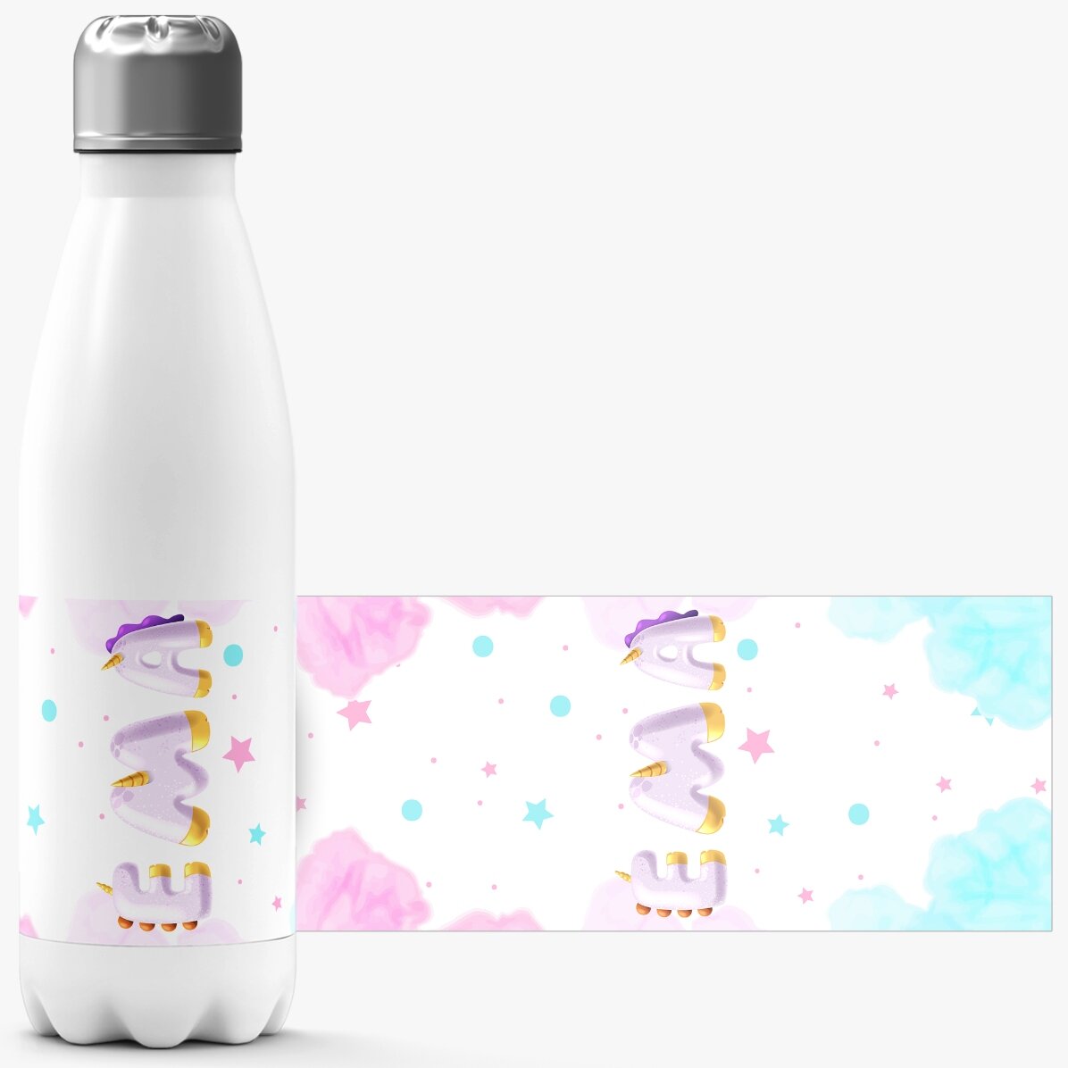 Termo con base blanca personalizado con nombre - Unicornio especial