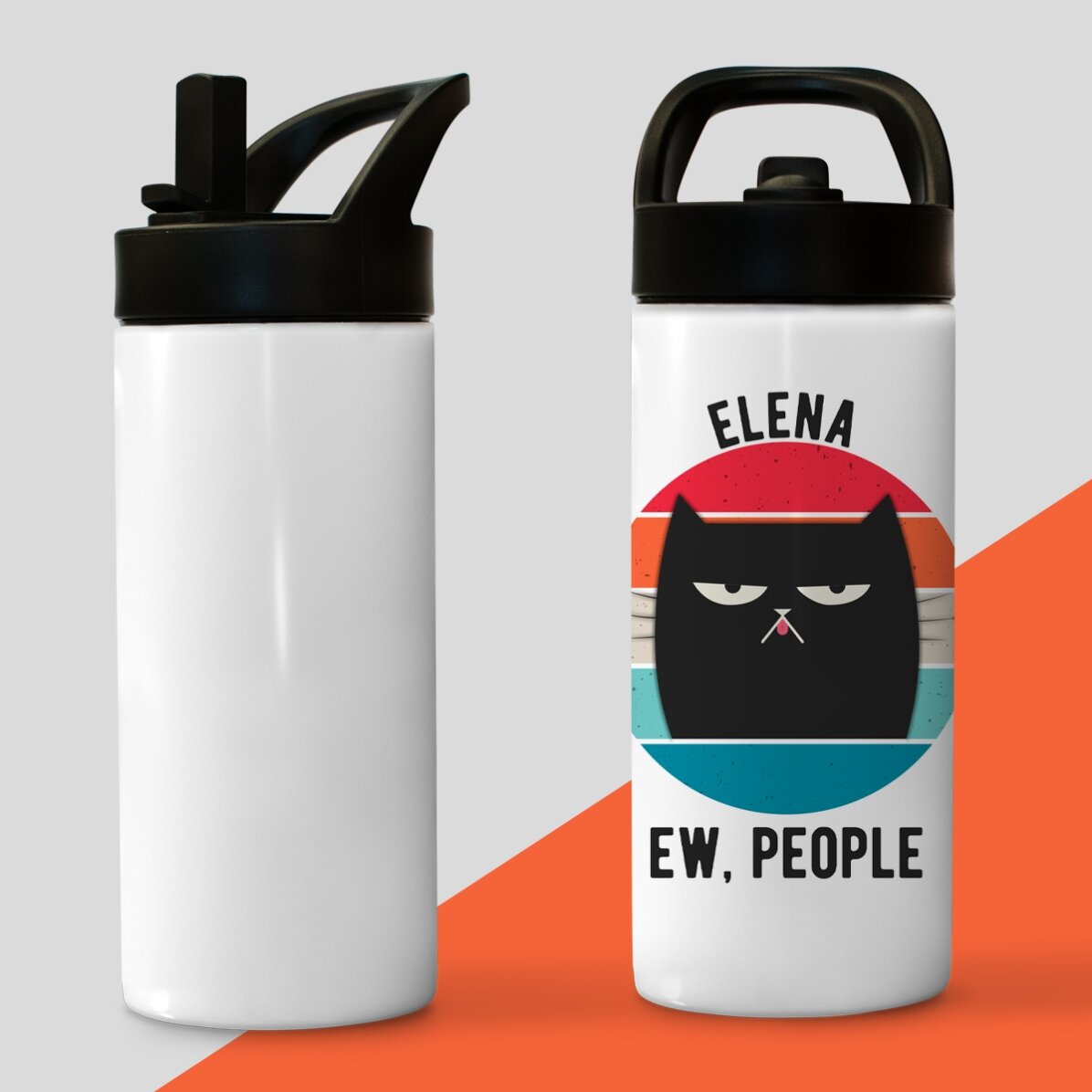Término con asa y pajita personalizado con nombre - Ew, people