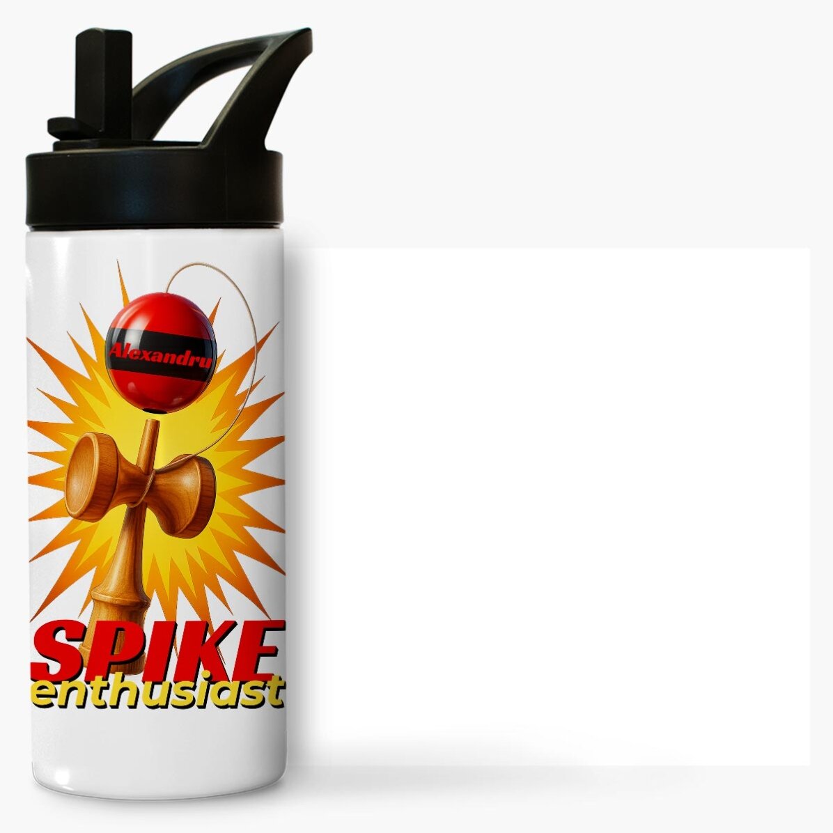 Término con asa y pajita personalizado con el nombre para niños - Spike Enthusiast