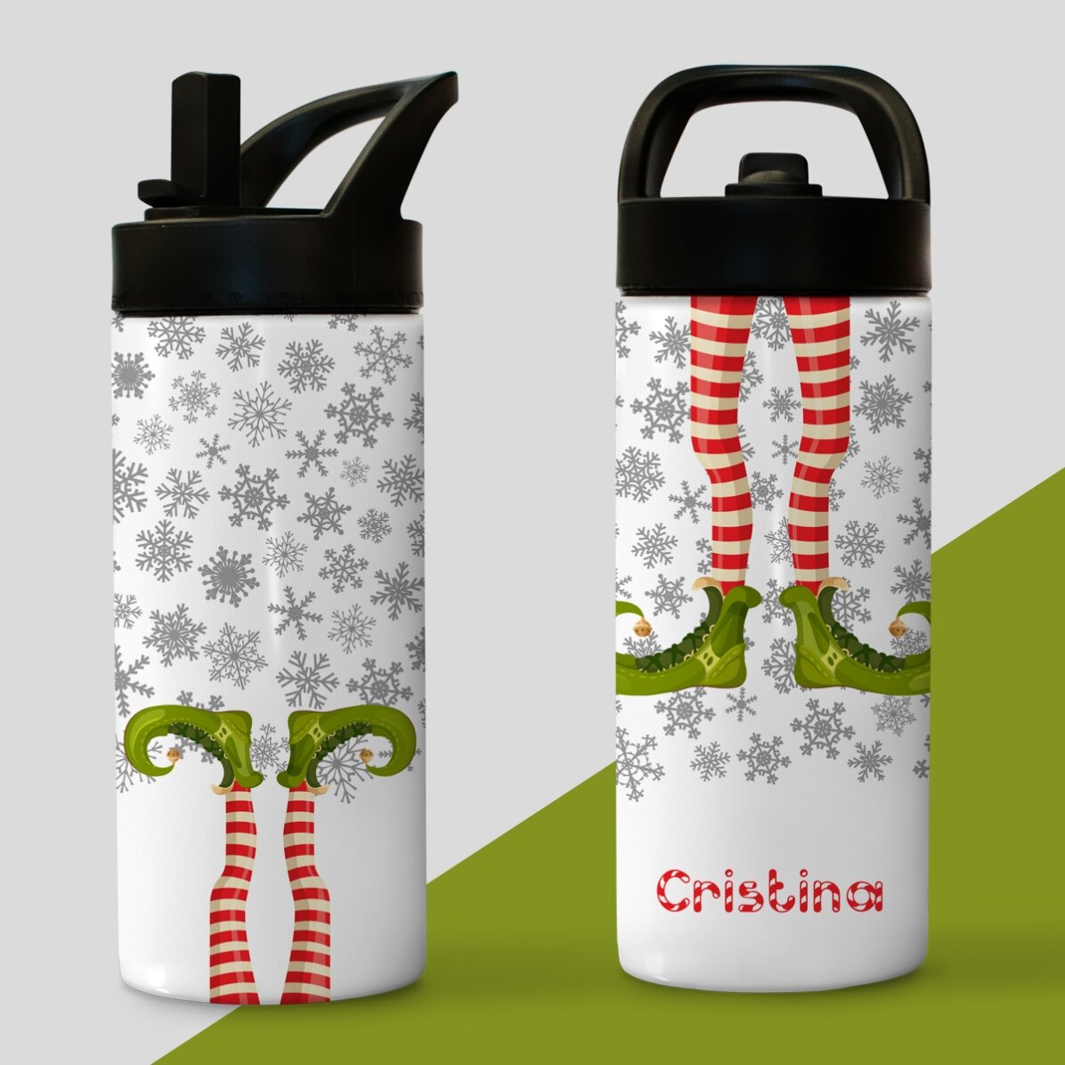 Término con asa y pajita personalizado con texto - Elf