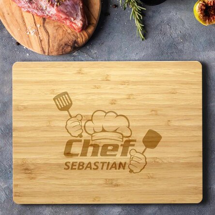 Personalised chopping board with text - Chef Puternic