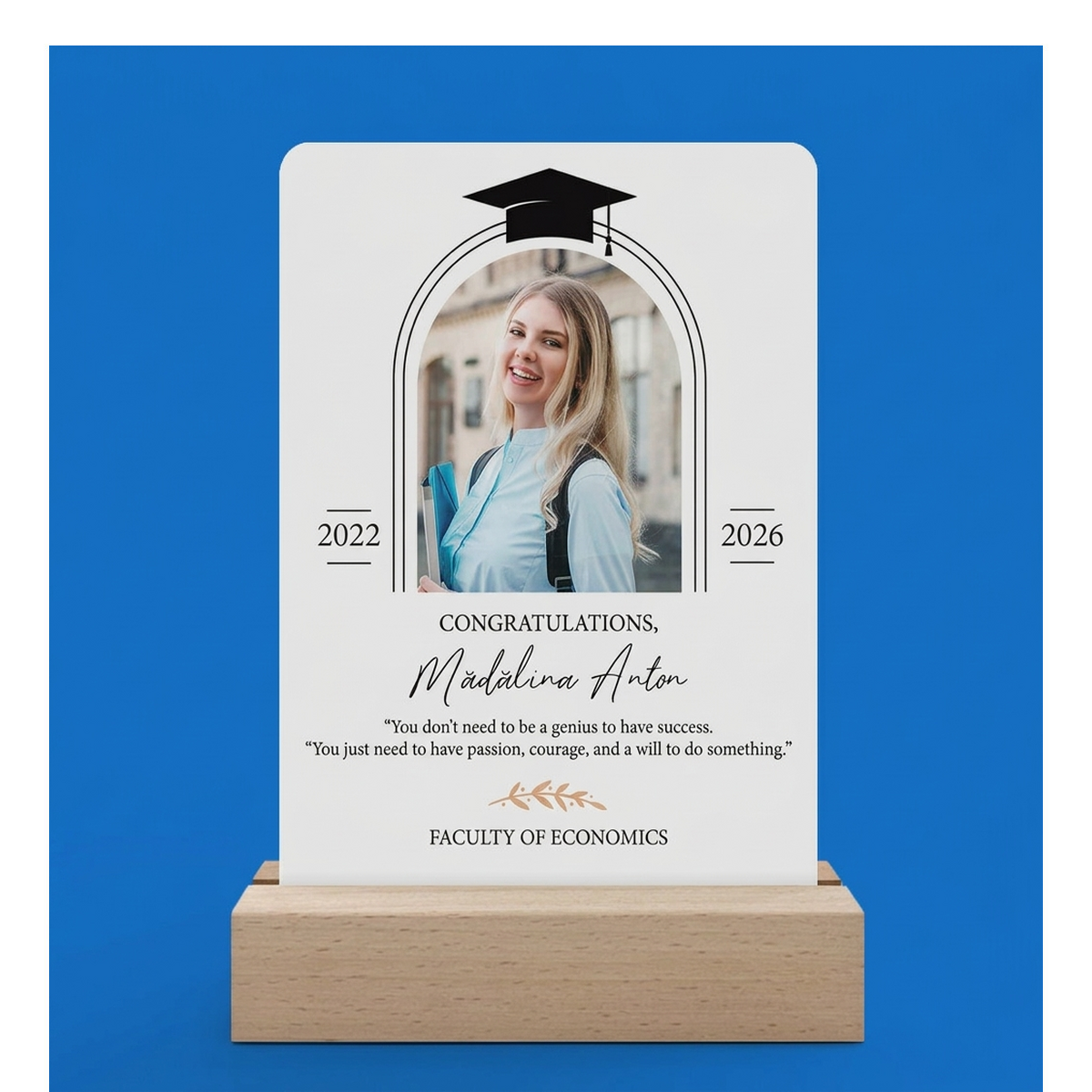 Lámpara LED y marcos de fotos personalizados para la graduación