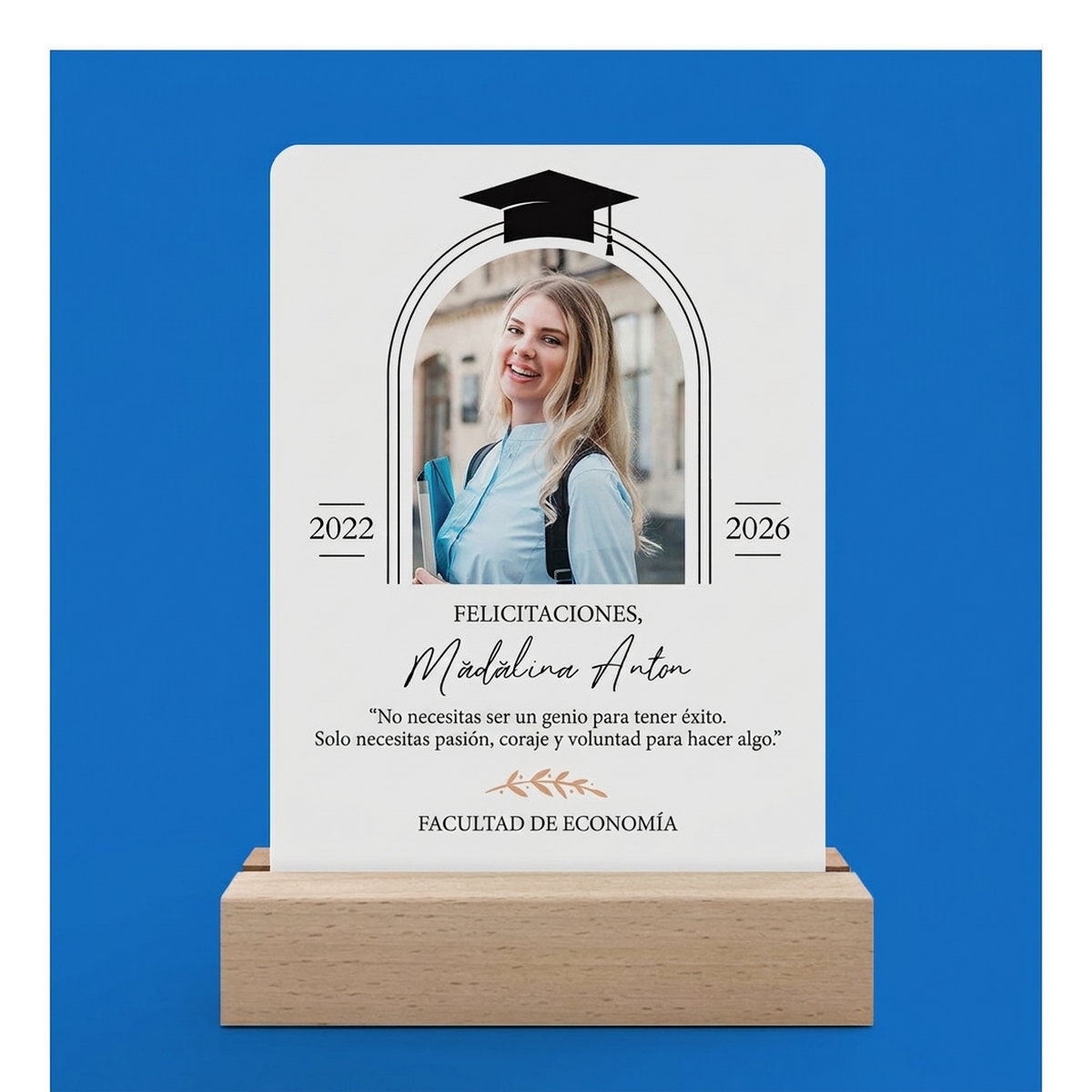 Lámpara LED y marcos de fotos personalizados para la graduación