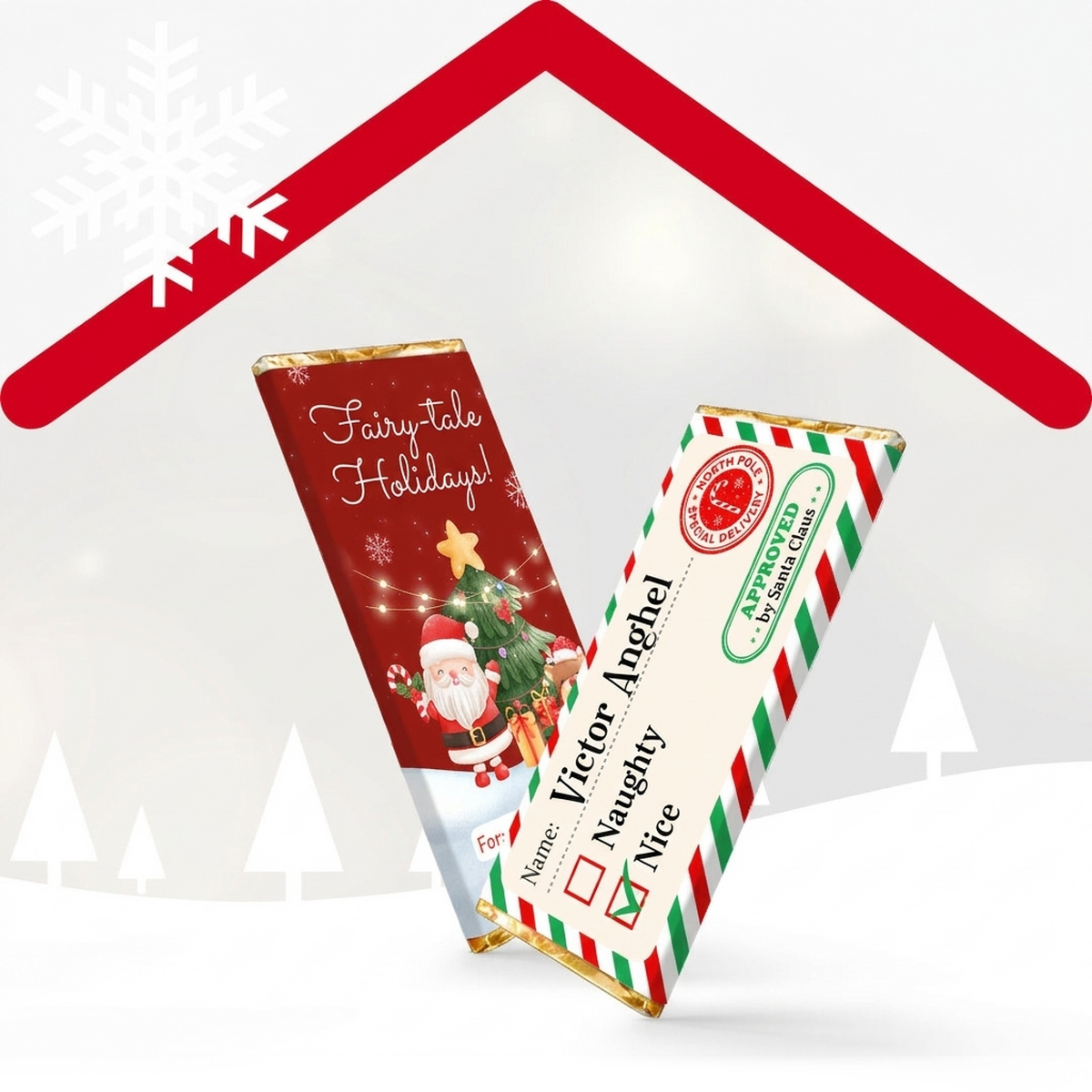 Mini tableta de chocolate personalizada para Navidad