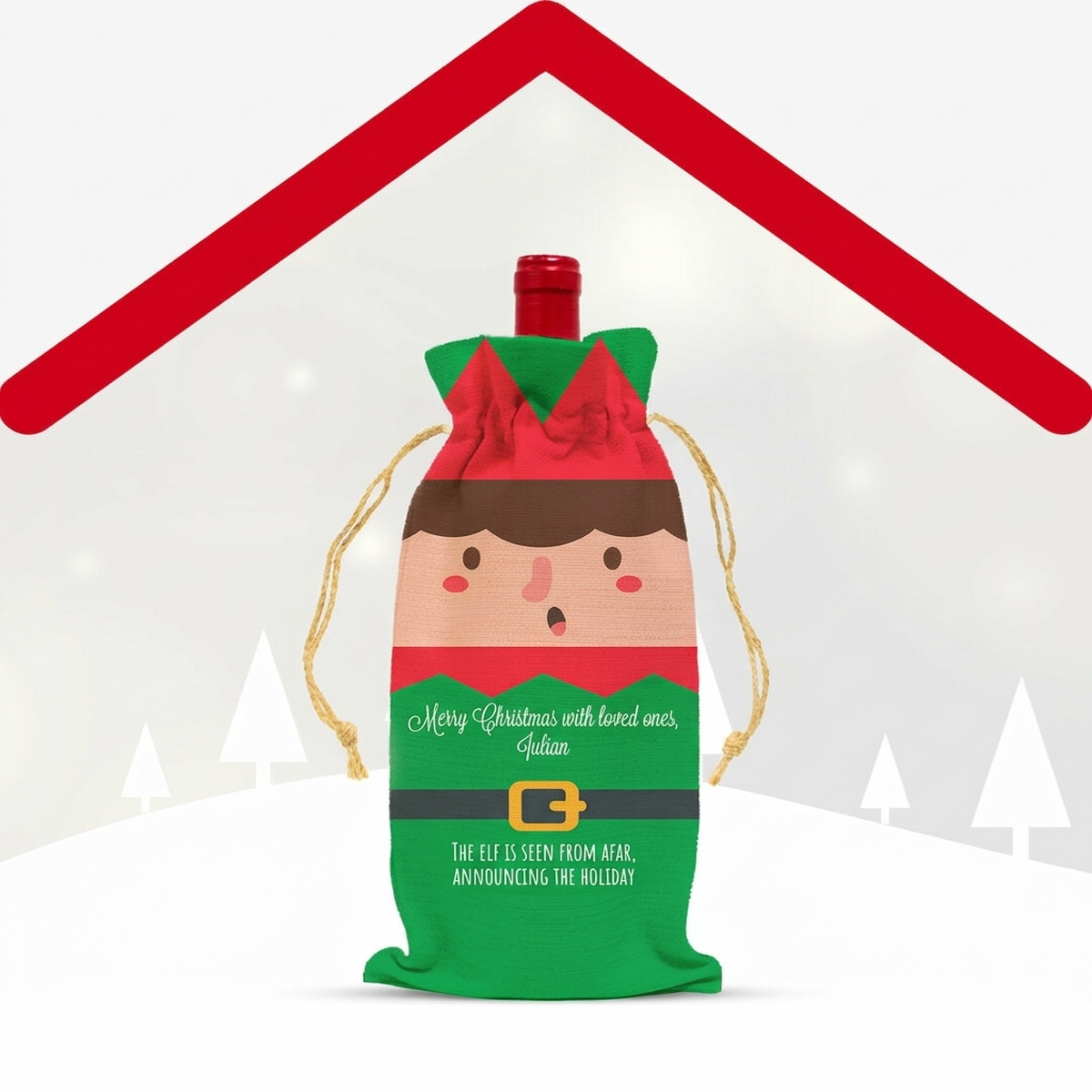 Bolsitas personalizadas para botellas de vino de Navidad