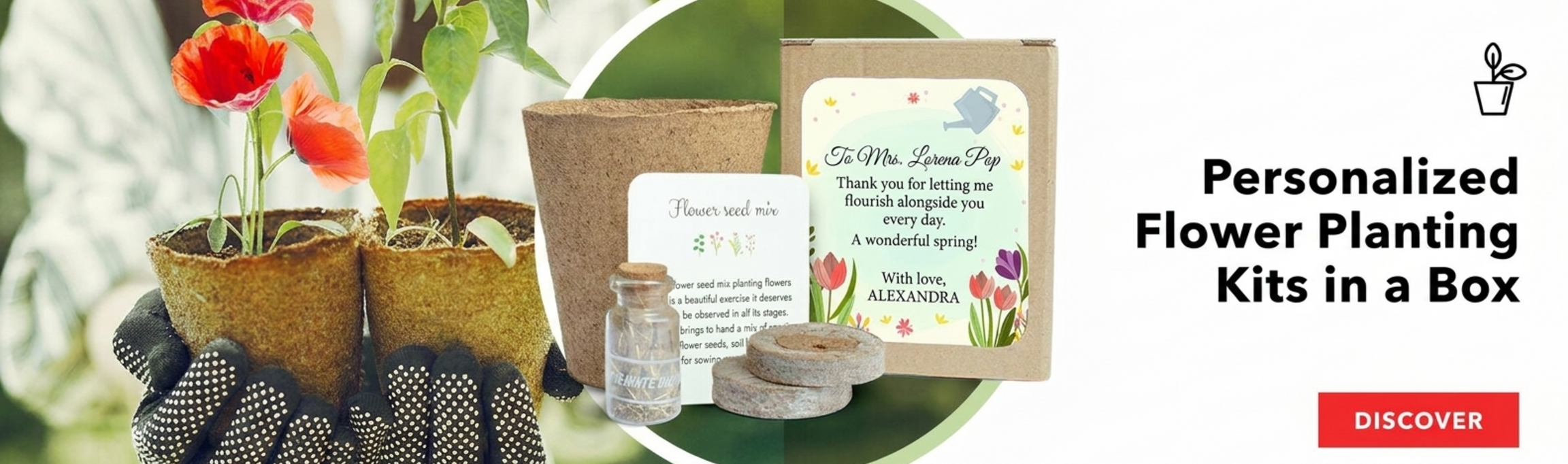 Kits para plantar flores en una cajita personalizada