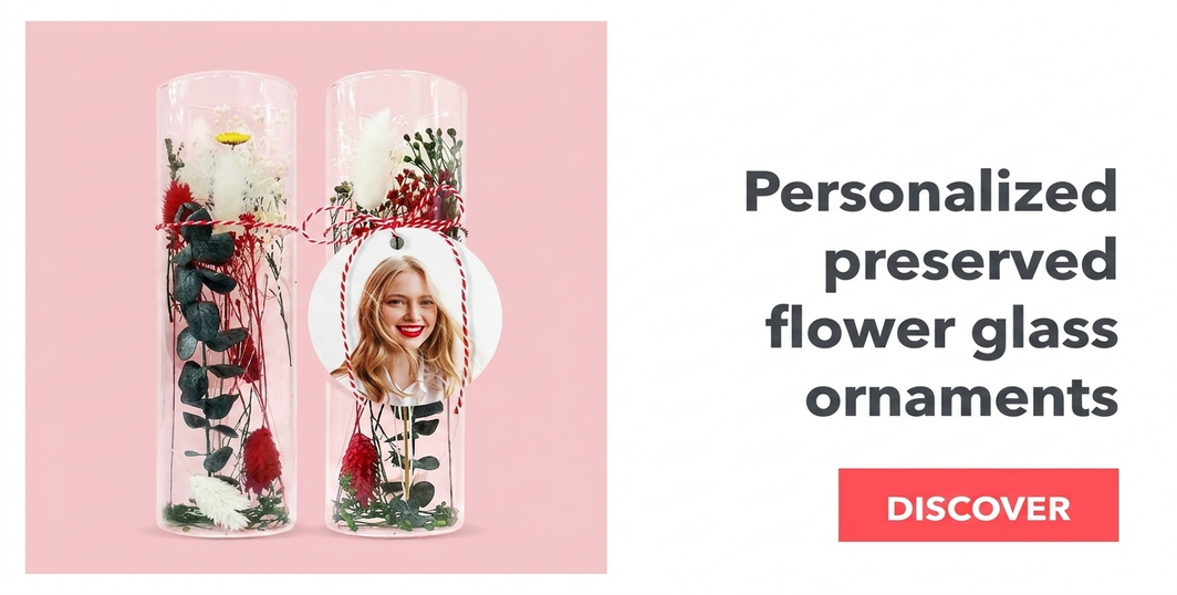 Adornos de cristal con flores preservadas personalizados