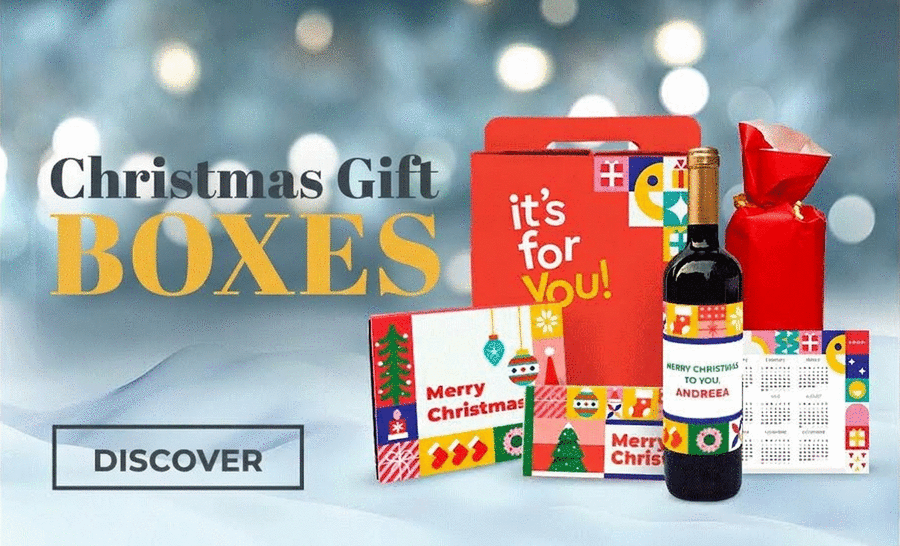 Cajas de regalo con productos navideños
