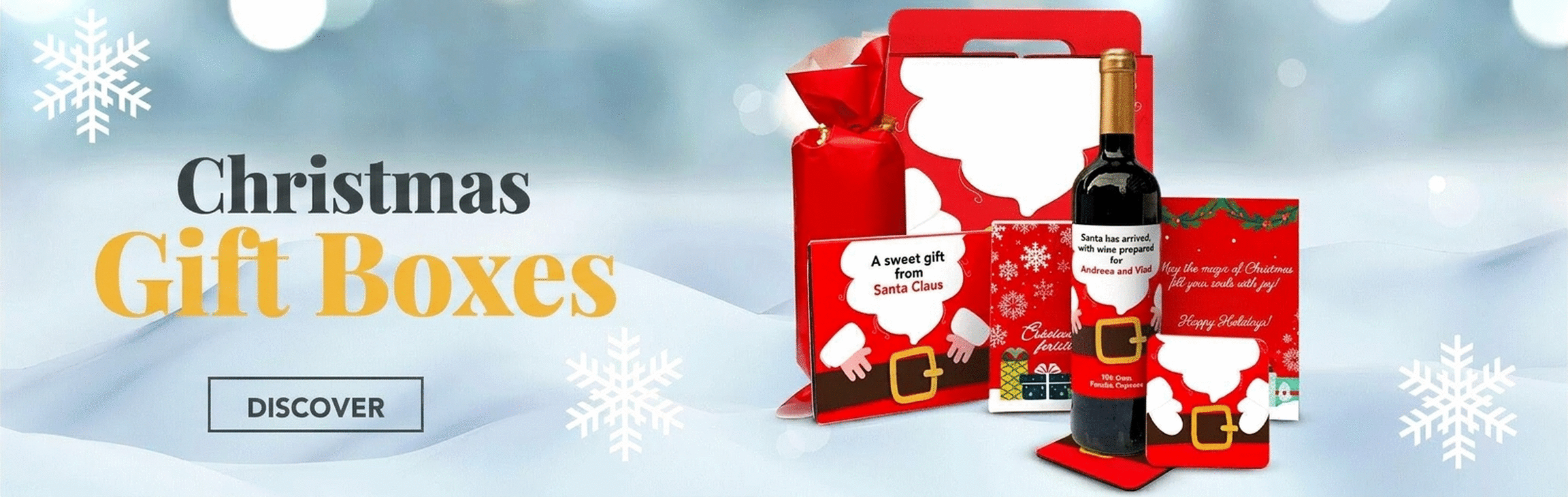 Cajas de regalo con productos navideños