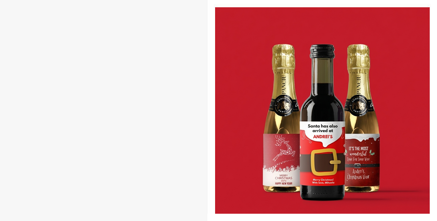 Mini botellas personalizadas de Navidad