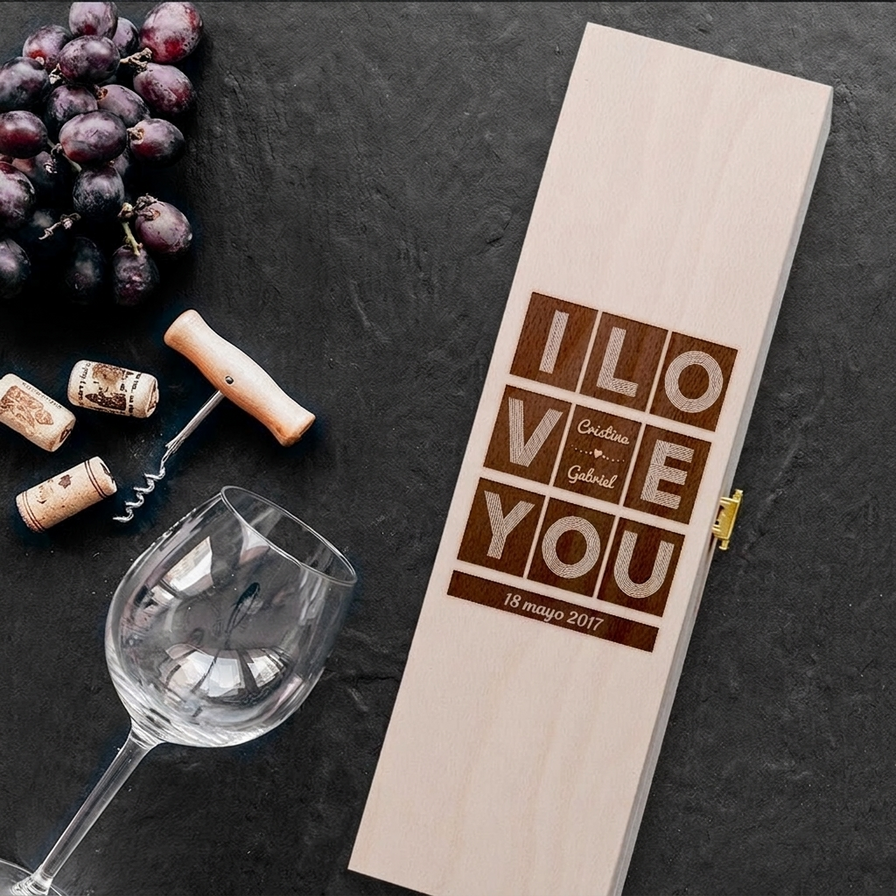 Cajas de vino personalizadas para tu pareja