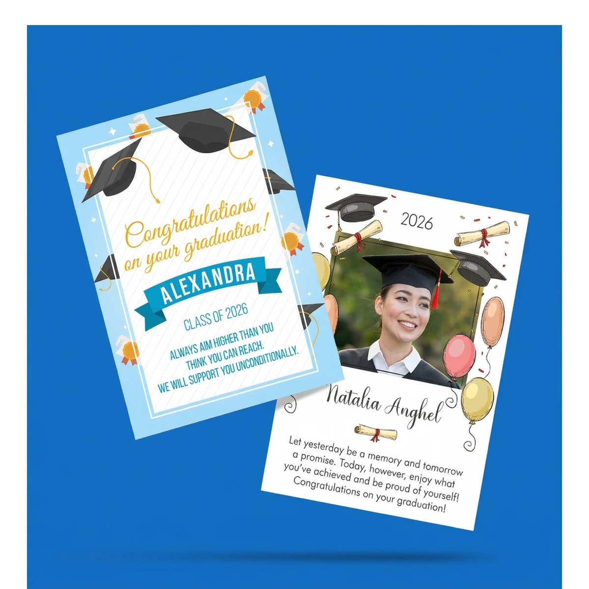 Felicitaciones, tarjetas e imanes para la graduación