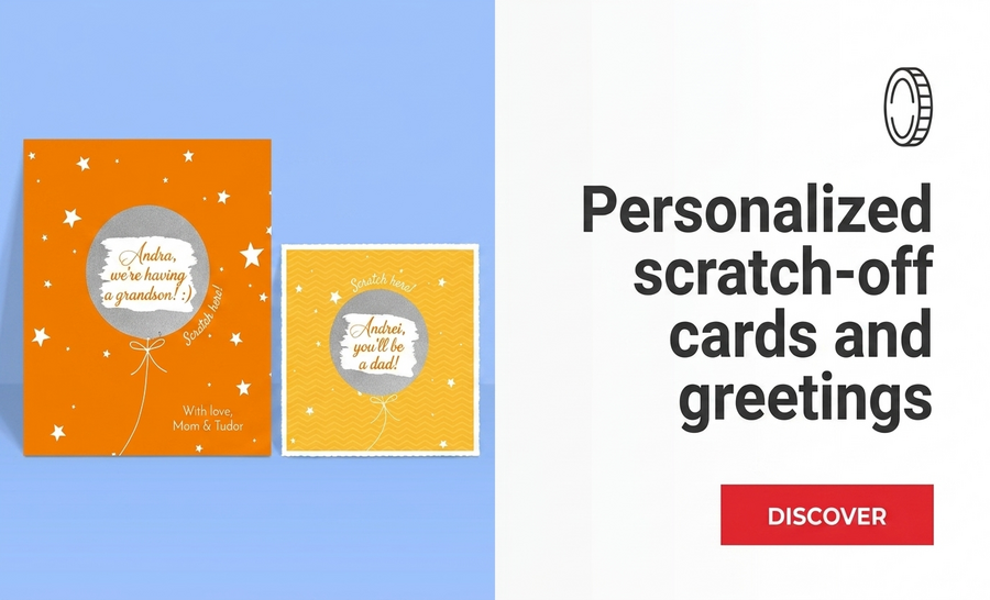 Tarjetas de felicitación y tarjetas personalizadas para rascar