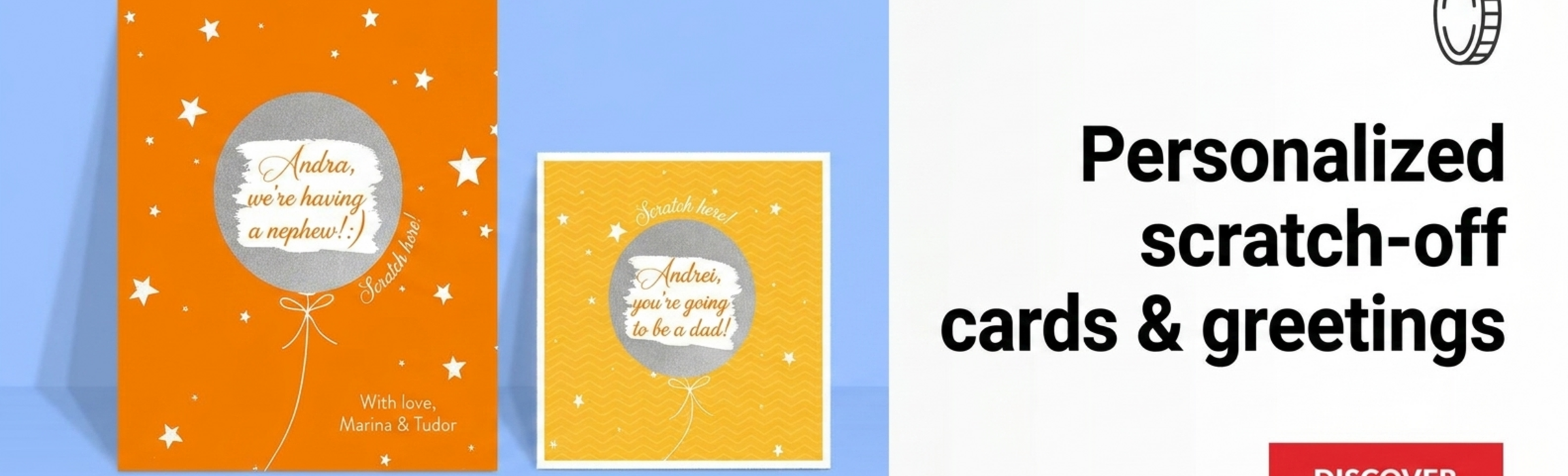 Tarjetas de felicitación y tarjetas personalizadas para rascar