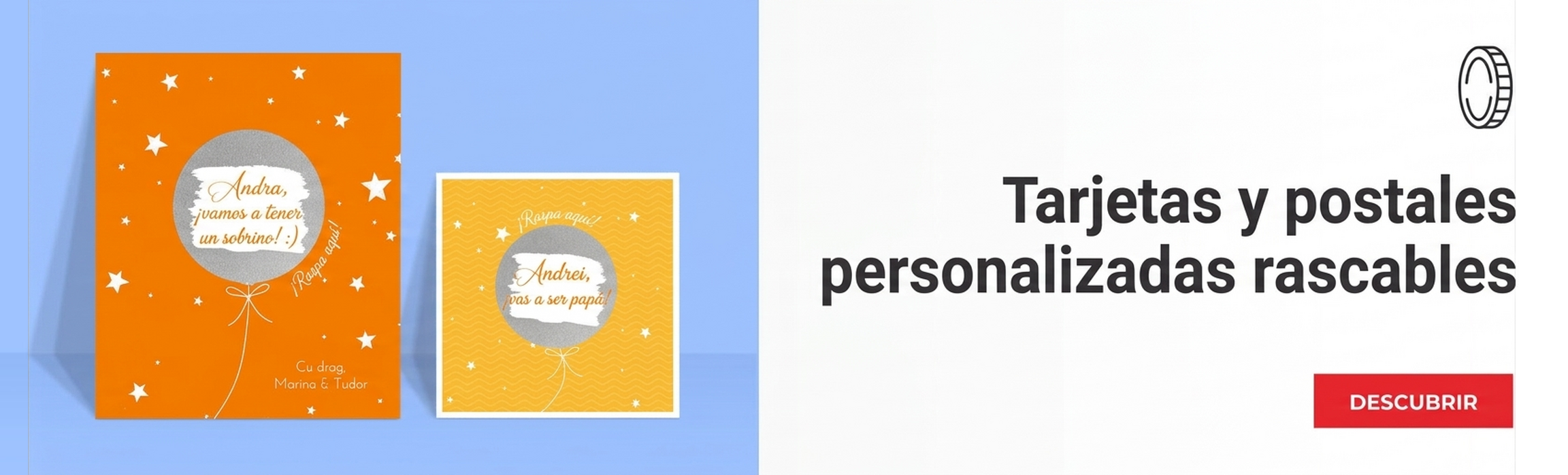 Tarjetas de felicitación y tarjetas personalizadas para rascar