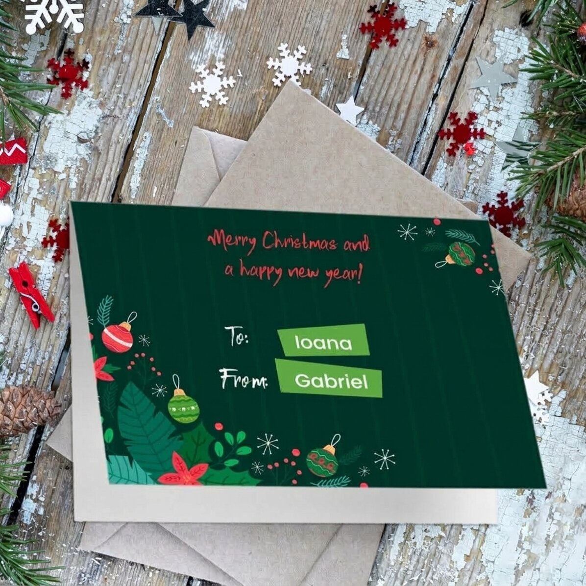 Tarjeta de felicitación personalizada - Carta de Navidad