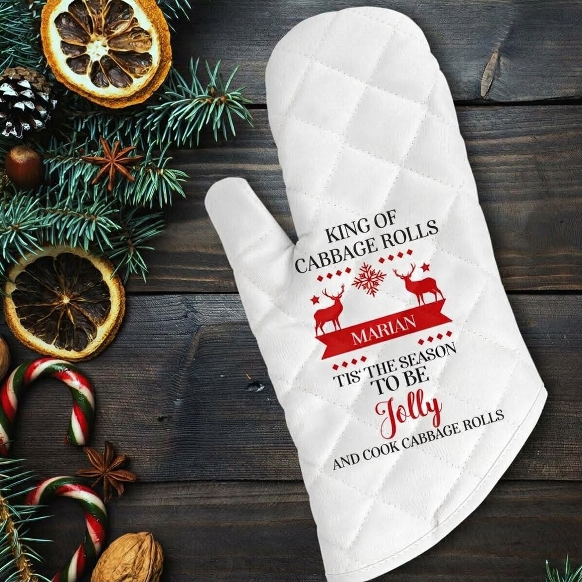 Manopla de cocina personalizada con texto: «King of sarmale»