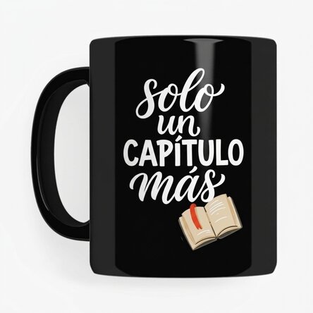 Taza negra personalizada con un texto y tu nombre - One more chapter