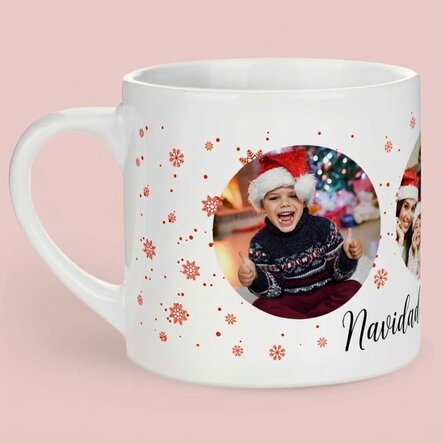 Taza personalizada para niños con 3 fotos - Alegría navideña