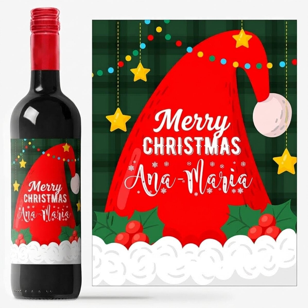 Vino personalizado con texto: Papá Noel