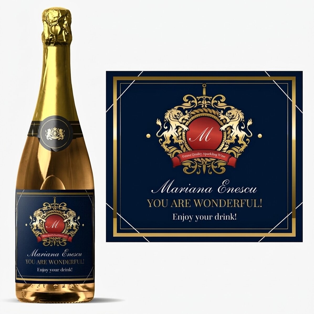 Vino espumoso personalizado con texto - Heraldry