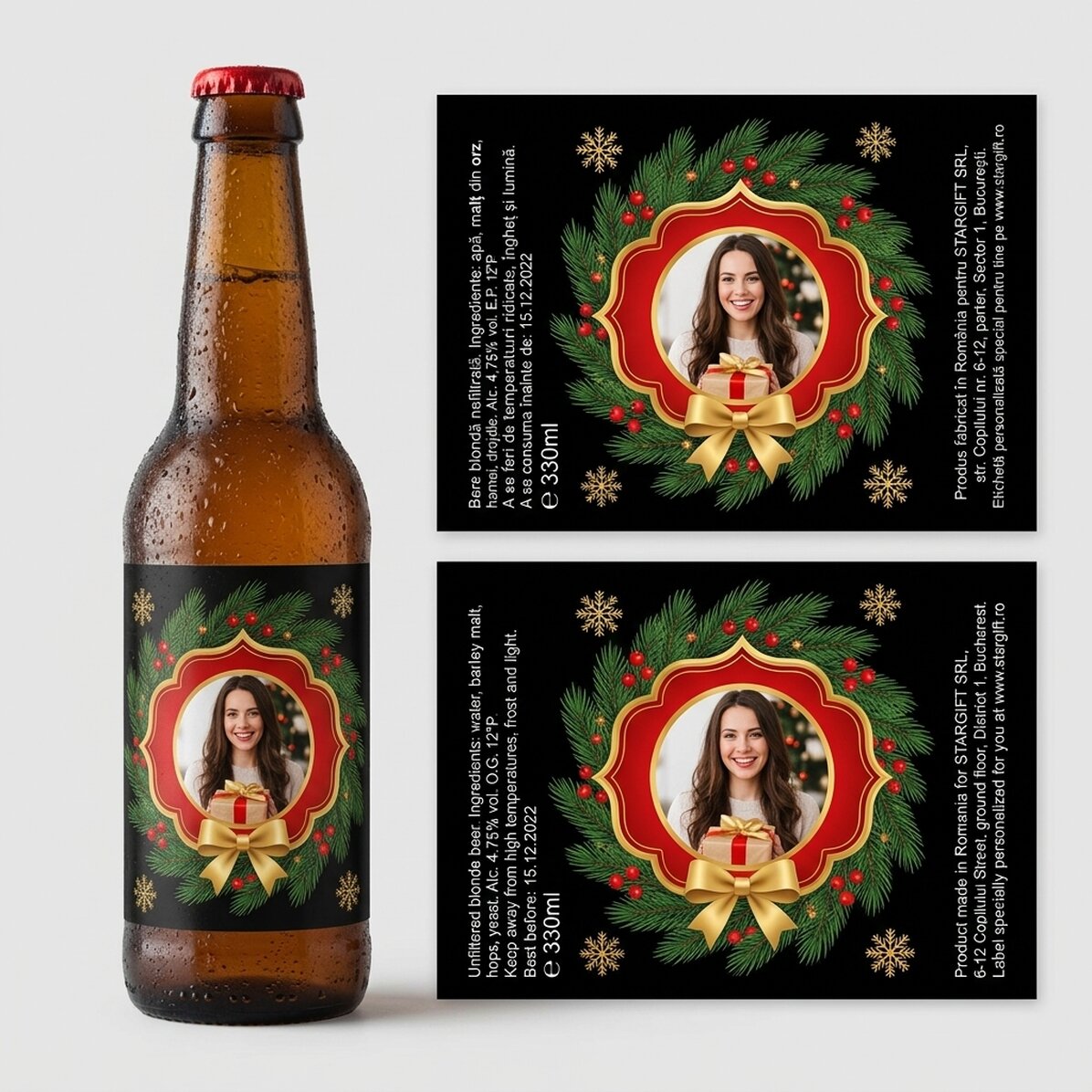 Cerveza personalizada con una foto - Deseos navideños
