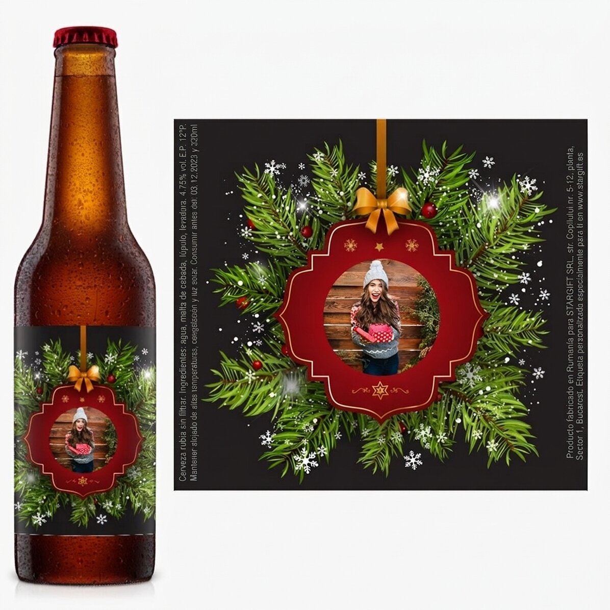 Cerveza personalizada con una foto - Deseos navideños