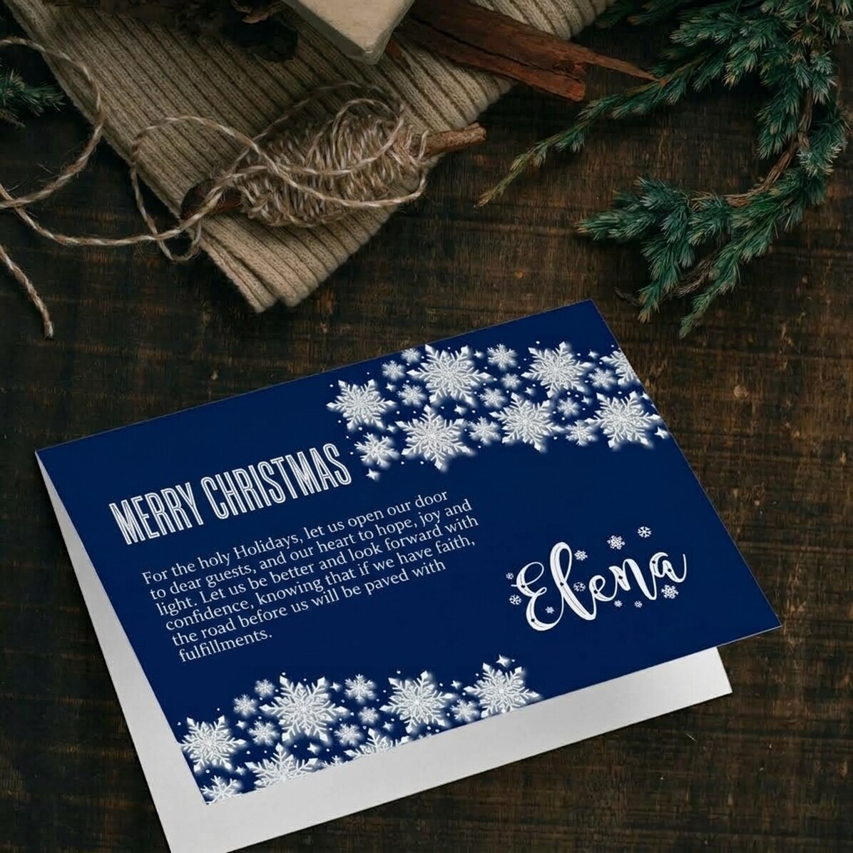 Tarjeta de felicitación personalizada - Blue Christmas