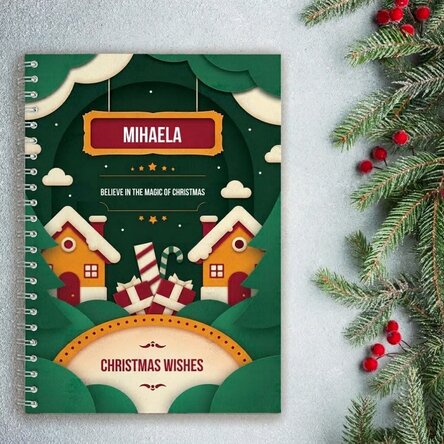 Cuaderno personalizado con texto: «La magia de la Navidad»