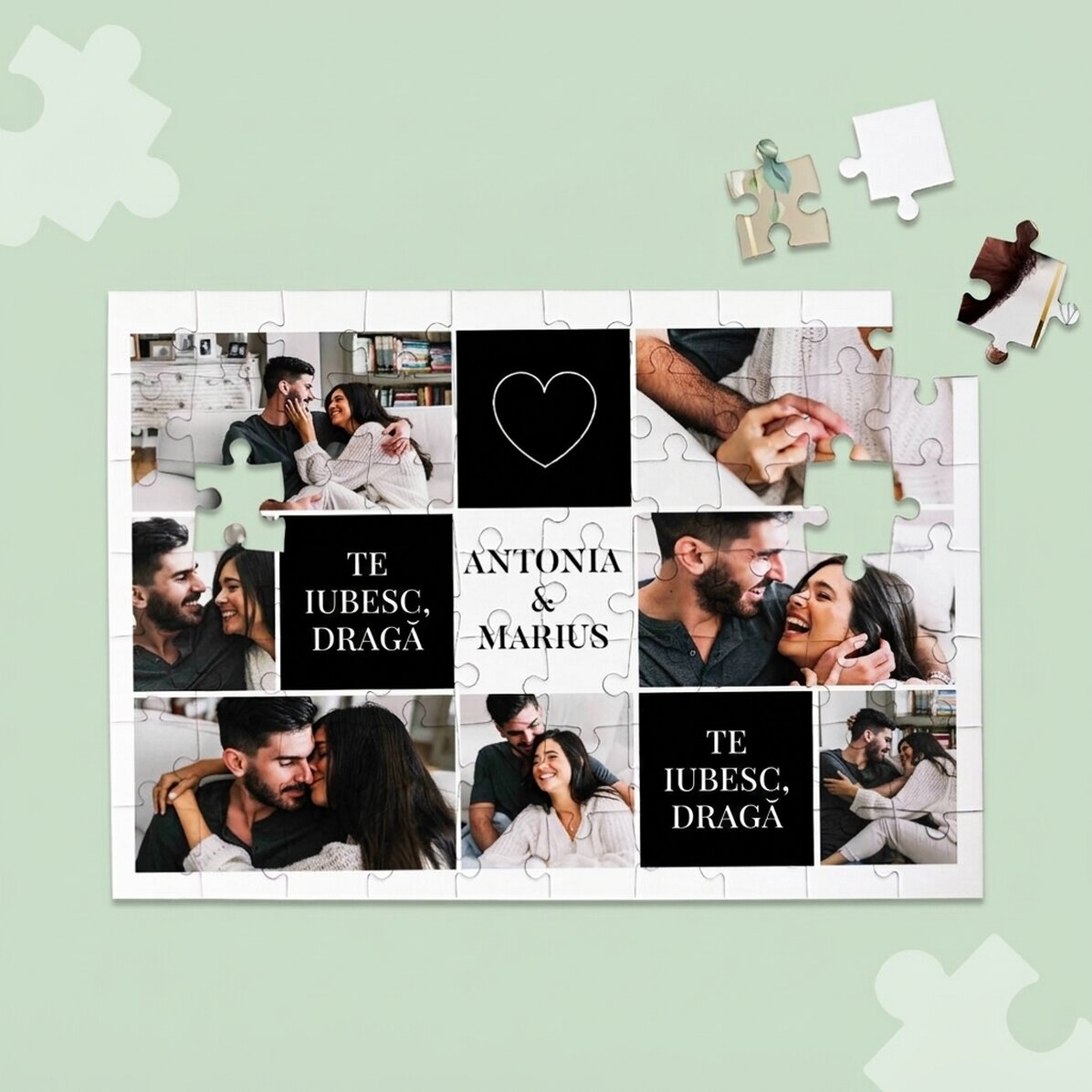 Rompecabezas personalizado con 5 fotos y texto, 28 x 19 cm - Nosotros dos