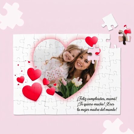 Rompecabezas personalizado con una foto y un texto, 20 x 15 cm - Corazón