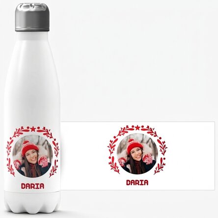 Termo con base blanca personalizado con foto y texto - modelo Navidad