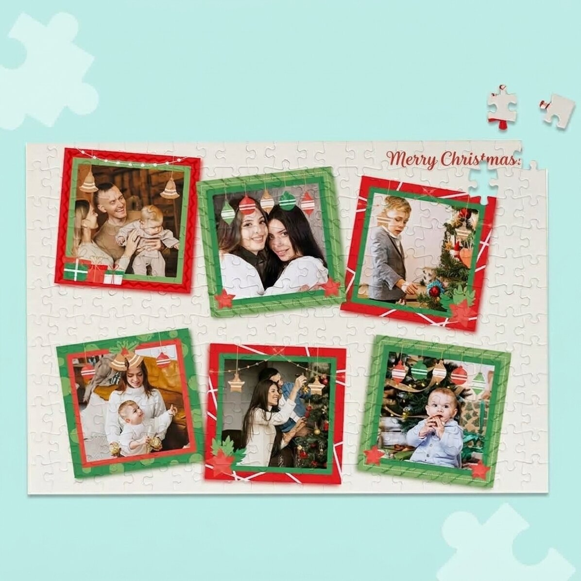 Rompecabezas personalizado con 6 fotos, 40 x 28,5 cm - Recuerdos de Navidad