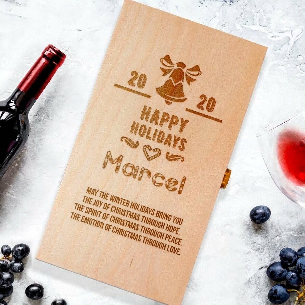 Caja de vino personalizada para dos botellas - Feliz Navidad