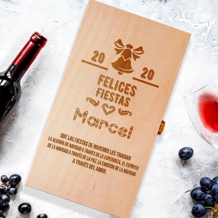 Caja de vino personalizada para dos botellas - Feliz Navidad