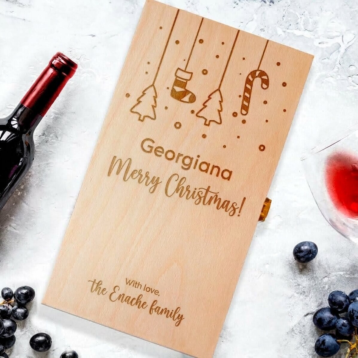 Caja de vino personalizada para dos botellas - Adornos navideños