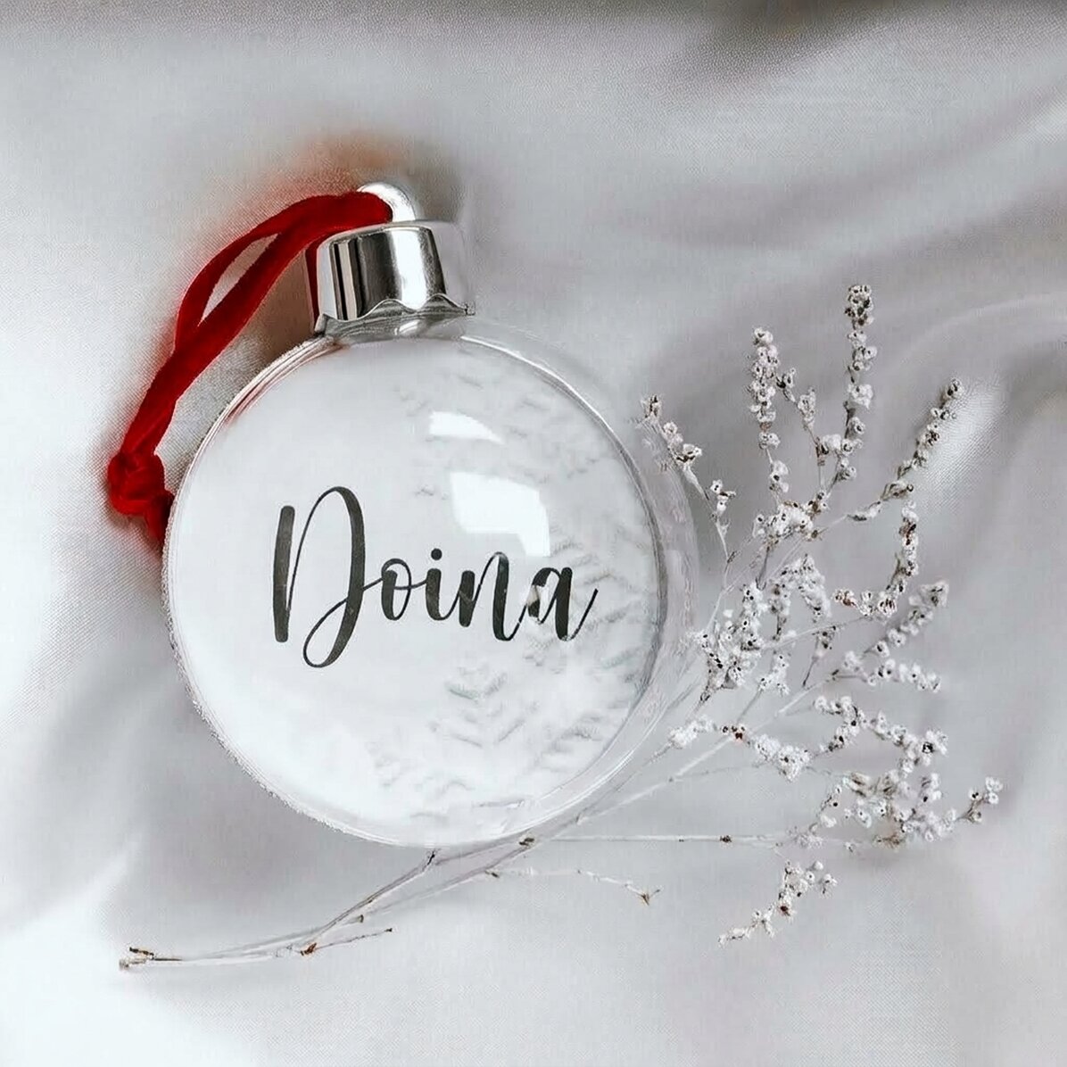 Bola de Navidad personalizada con tu nombre y copos de nieve